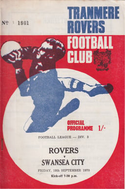 Tranmere Rovers v Swansea City Match Programme 1970-09-18